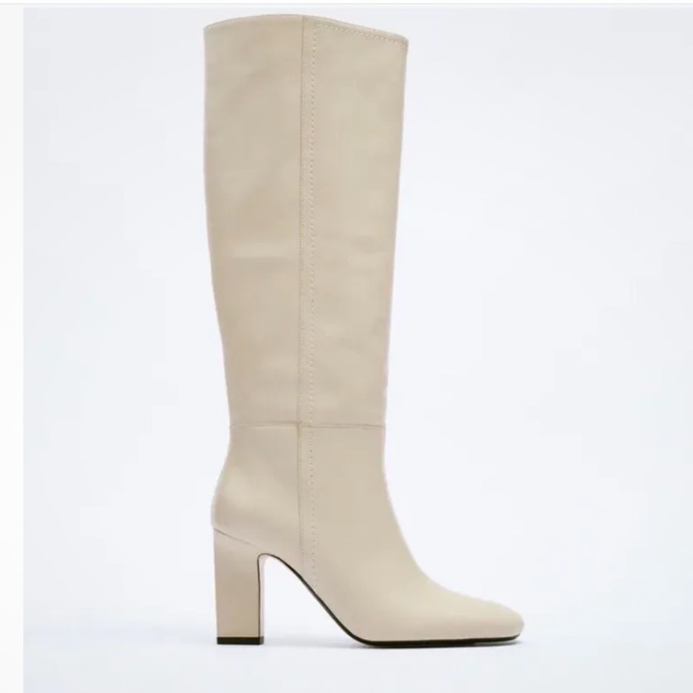Zara New without Box Cream‎ Heel Boots. Size 38